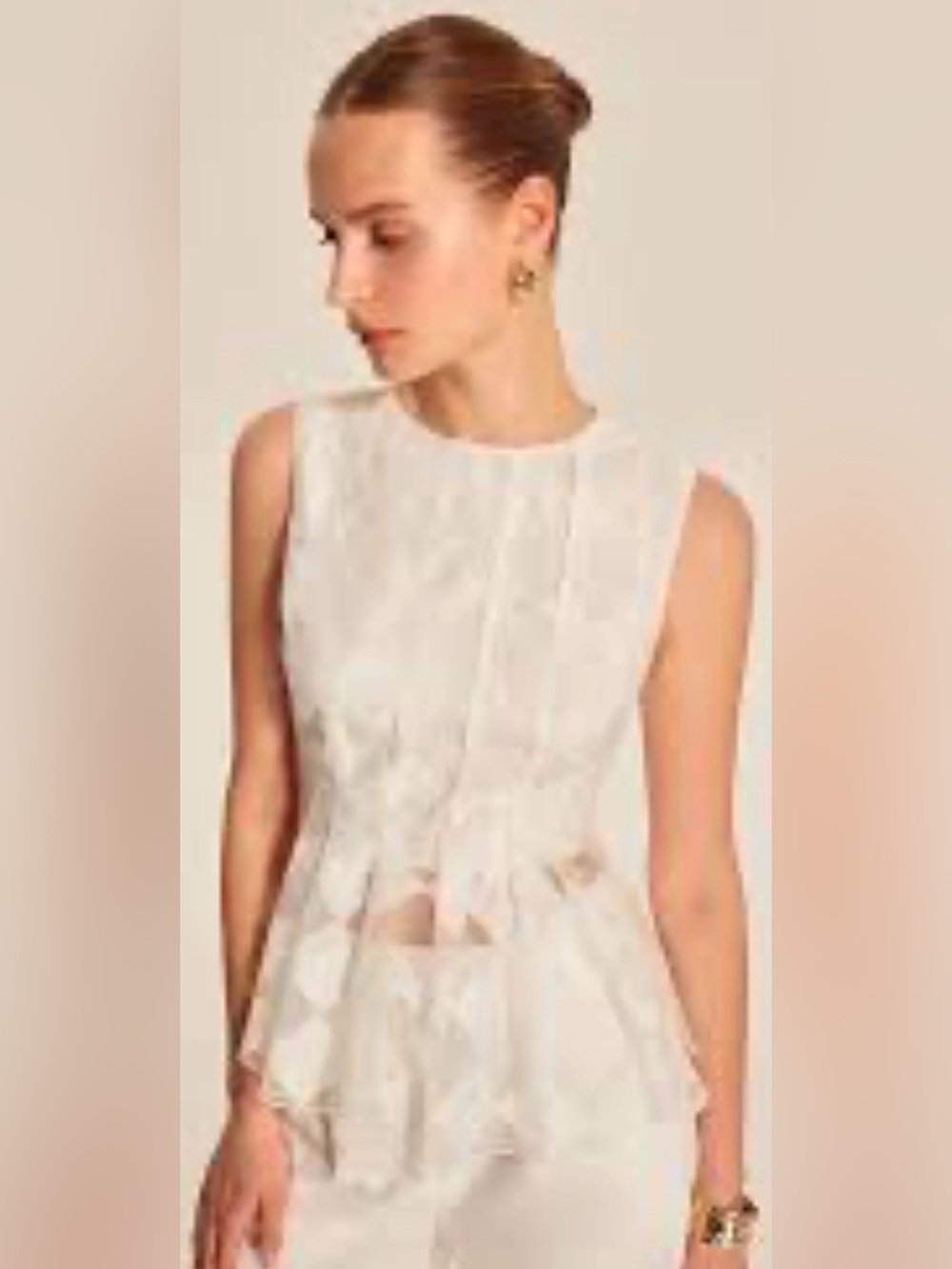Commense White Lace Cutout Peplum Camisole